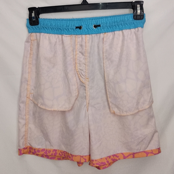 Mens Neff Orange Pink Blue Animal Print Drawstring Swim Trunks Size Medium - Picture 7 of 11